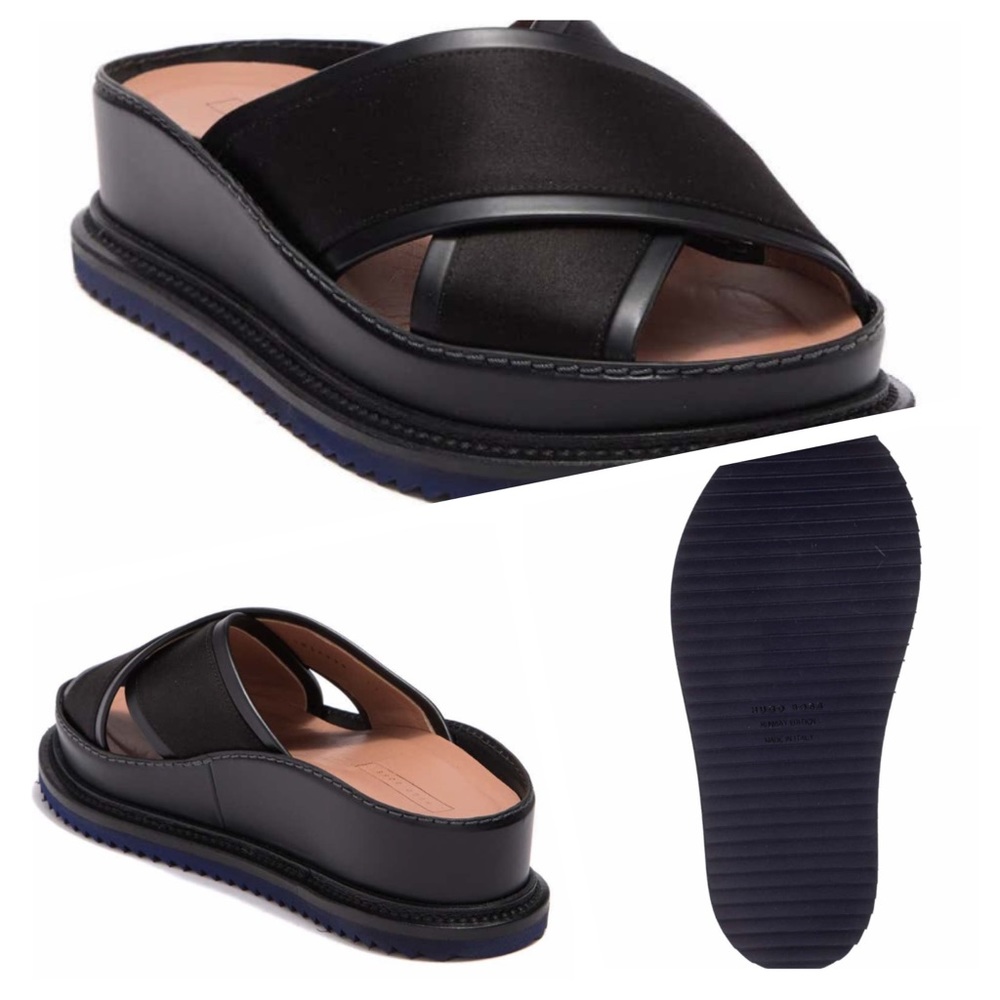Slides Hugo Boss NWOT Raily Flat Satin Sandal Sz 7.5